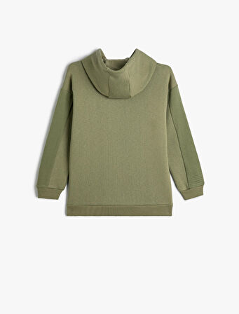 Kapşonlu Sweatshirt Şehir Baskılı Kanguru Cepli Şardonlu Pamuklu