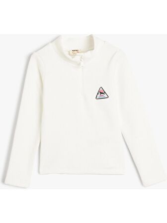 Koton Tişört Dik Yaka Yarım Fermuarlı Ribanalı Kayak Etiket Detaylı