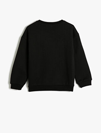 Sweatshirt Bisiklet Yaka Uzun Kollu Boncuk Detaylı Şardonlu 