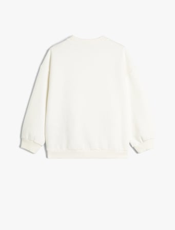Sweatshirt Uzun Kollu Bisiklet Yaka Parlak Baskılı Slogan Temalı 