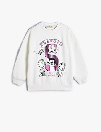 Snoopy Sweatshirt Lisanslı Uzun Kollu Bisiklet Yaka Şardonlu 