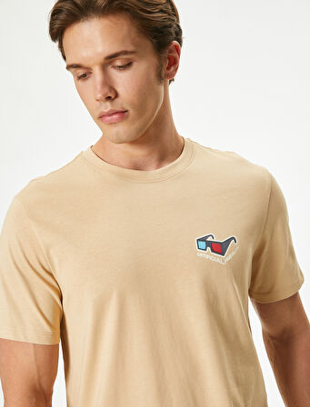 Baskılı Tişört Kısa Kollu Bisiklet Yaka Pamuklu