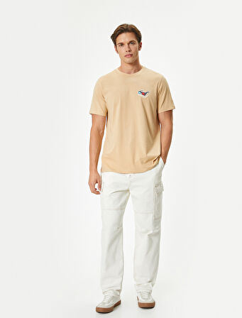 Baskılı Tişört Kısa Kollu Bisiklet Yaka Pamuklu