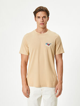 Baskılı Tişört Kısa Kollu Bisiklet Yaka Pamuklu