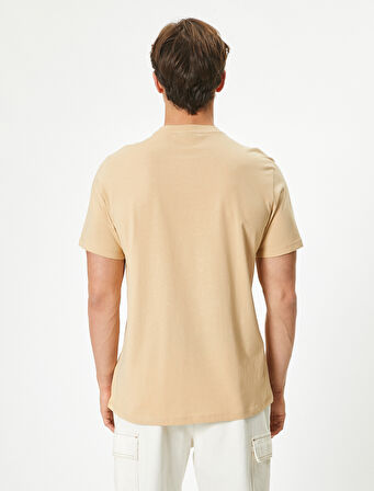 Baskılı Tişört Kısa Kollu Bisiklet Yaka Pamuklu