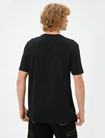 Baskılı Tişört Kısa Kollu Bisiklet Yaka Pamuklu