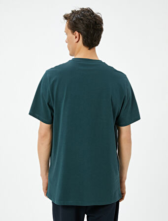 Slogan Baskılı Tişört Bisiklet Yaka Kısa Kollu Pamuklu