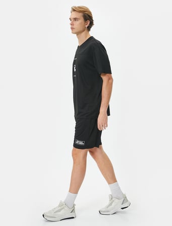 Spor Şort Beli Bağcıklı Slogan Baskılı Cepli