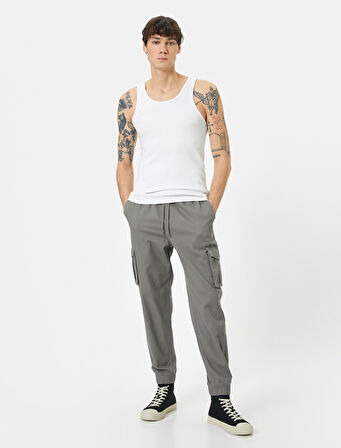 Kargo Cepli Pantolon Jogger Slim Fit Beli Bağcıklı 