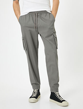 Kargo Cepli Pantolon Jogger Slim Fit Beli Bağcıklı 