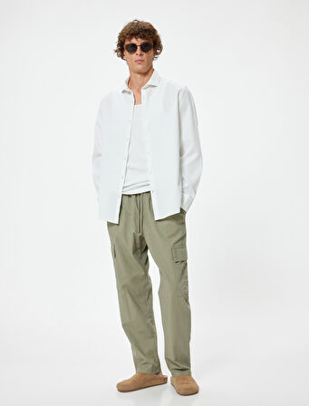 Yarım İtalyan Yaka Gömlek Slim Fit Uzun Kollu Düğmeli