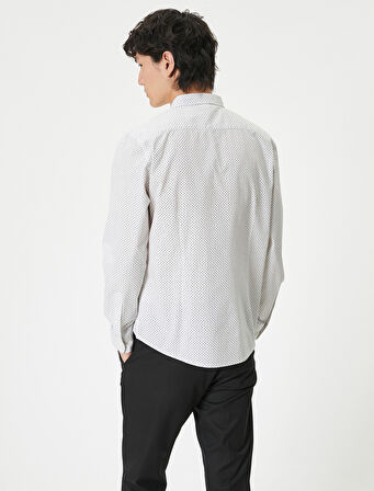 Slim Fit Gömlek Yarım İtalyan Yaka Düğmeli Pamuklu