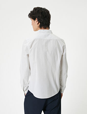 Slim Fit Gömlek Yarım İtalyan Yaka Düğmeli Pamuklu