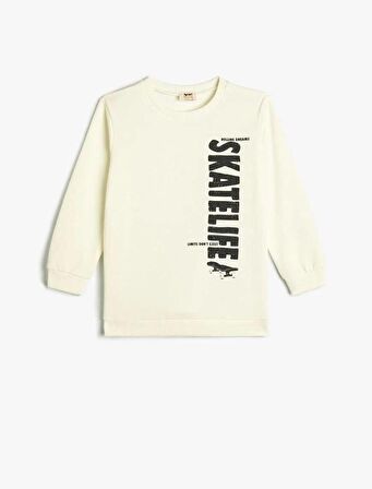 4SKB10403TK Koton Erkek Çocuk Sweat EKRU