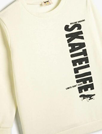 4SKB10403TK Koton Erkek Çocuk Sweat EKRU