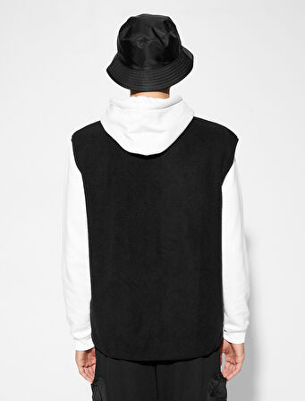 Peluş Yelek Fermuarlı Kanguru Cep Detaylı Dik Yaka