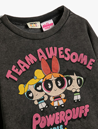Powerpuff Girls Sweatshirt Lisanslı Uzun Kollu Bisiklet Yaka Şardonlu