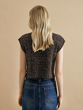 Şahika Ercümen X Koton - Simli Balıkçı Yaka Örgü Süveter