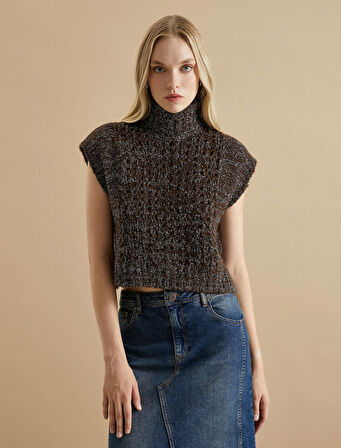 Şahika Ercümen X Koton - Simli Balıkçı Yaka Örgü Süveter