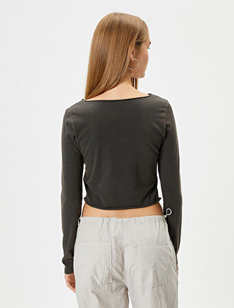 Uzun Kollu Tişört Pamuklu Müzik Temalı Baskılı Yuvarlak Yaka