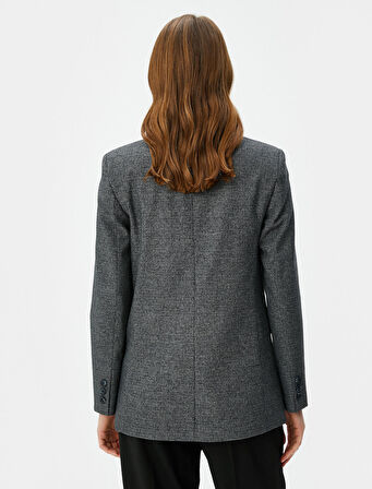 Oversize Blazer Ceket Kruvaze Düğmeli Kapaklı Cepli