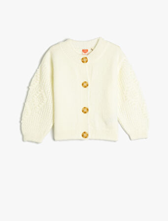 Triko Hırka Düğmeli Yuvarlak Yaka