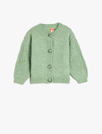 Triko Hırka Düğmeli Yuvarlak Yaka