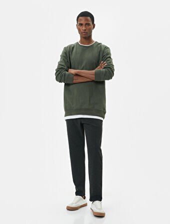 Beli Bağcıklı Pantolon Slim Fit Cep Detaylı Katlı Paça