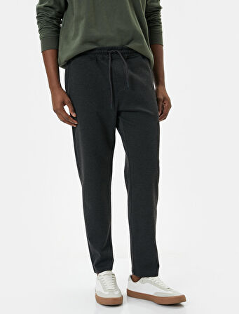 Beli Bağcıklı Pantolon Slim Fit Cep Detaylı Katlı Paça