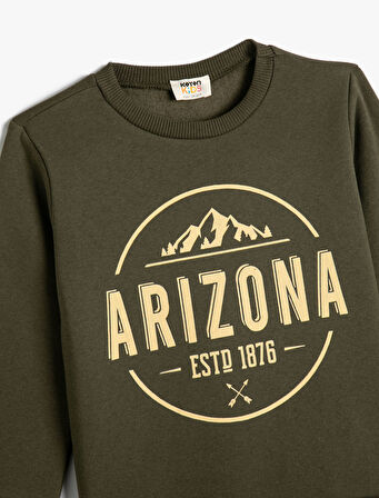 Sweatshirt Arizona Baskılı Şardonlu Bisiklet Yaka
