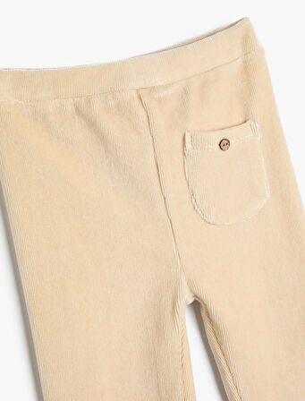 Basic Kadife Tayt Cep Detaylı Beli Lastikli