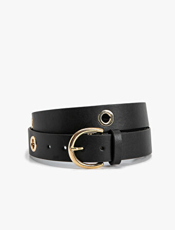 Metal Accessory Detail Faux Leather Belt