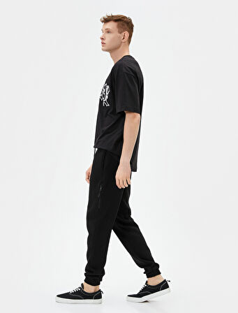 Jogger Eşofman Altı Beli Bağcıklı Fermuar Detaylı Cepli