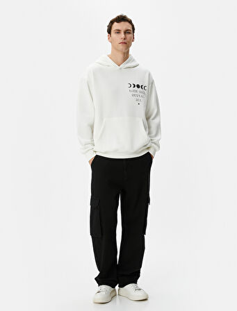 Oversize Hoodie Arkası Baskılı Sloganlı Kanguru Cepli