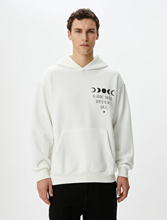 Oversize Hoodie Arkası Baskılı Sloganlı Kanguru Cepli