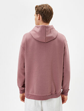 Kapşonlu Sweatshirt Slogan Baskılı Uzun Kollu