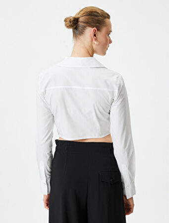 Crop Gömlek Fermuarlı Korse Detaylı Pamuklu