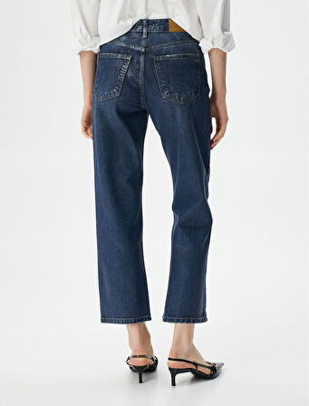 Straight Jean Kot Pantolon Düz Paça Esnemeyen Pamuklu Cepli - Eve Jean