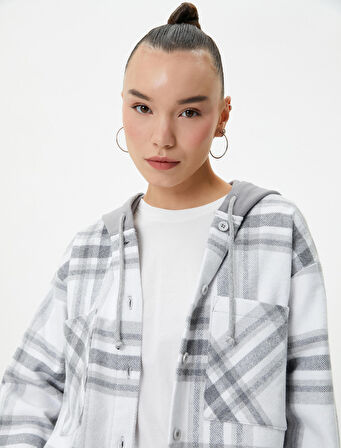 Oduncu Gömlek Ceket Oversize Kapüşonlu Cepli Çift Kumaş