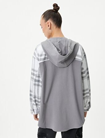 Oduncu Gömlek Ceket Oversize Kapüşonlu Cepli Çift Kumaş