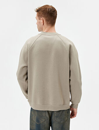 Bisiklet Yaka Sweatshirt Dikiş Detaylı Rahat Kesim