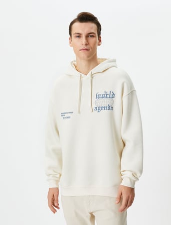 Oversize Sweatshirt Kapşonlu Arkası Baskılı Sloganlı