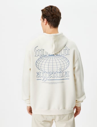 Oversize Sweatshirt Kapşonlu Arkası Baskılı Sloganlı