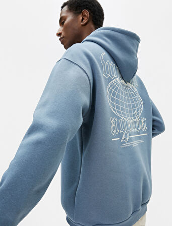 Oversize Sweatshirt Kapşonlu Arkası Baskılı Sloganlı