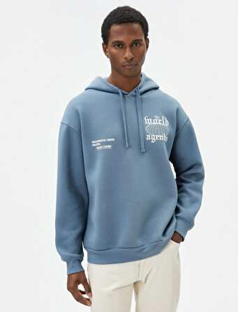 Oversize Sweatshirt Kapşonlu Arkası Baskılı Sloganlı