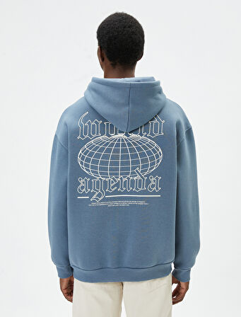 Oversize Sweatshirt Kapşonlu Arkası Baskılı Sloganlı