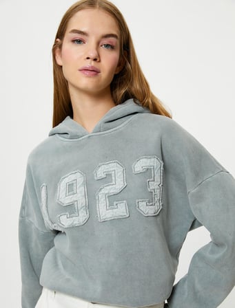 1923 Aplike Detaylı Kapşonlu Sweatshirt Pamuklu 100. Yıl Özel