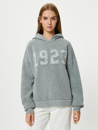 1923 Aplike Detaylı Kapşonlu Sweatshirt Pamuklu 100. Yıl Özel