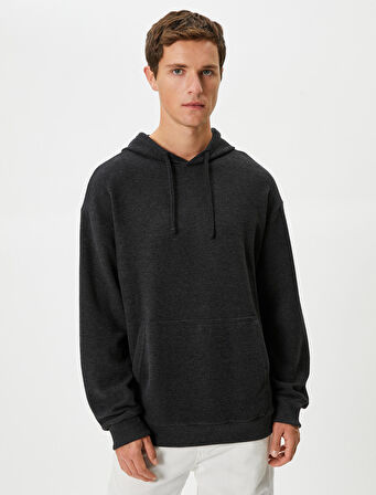 Basic Hoodie Kanguru Cepli Rahat Kesim Uzun Kollu