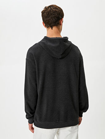 Basic Hoodie Kanguru Cepli Rahat Kesim Uzun Kollu